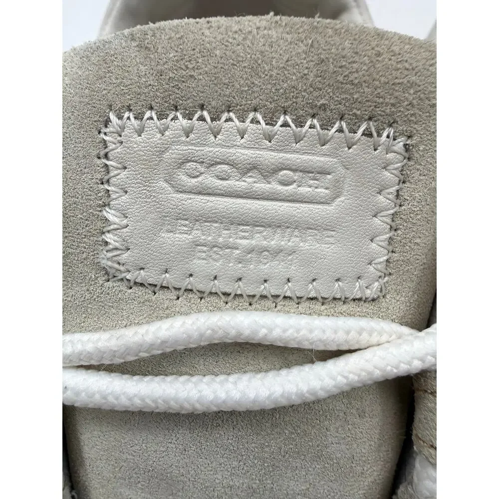 Coach Kate Logo Tag Print Leather Sneakers Size 10M Brown Orange‎ Designer Shoes